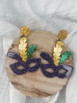 MARDI GRAS MASK EARRING