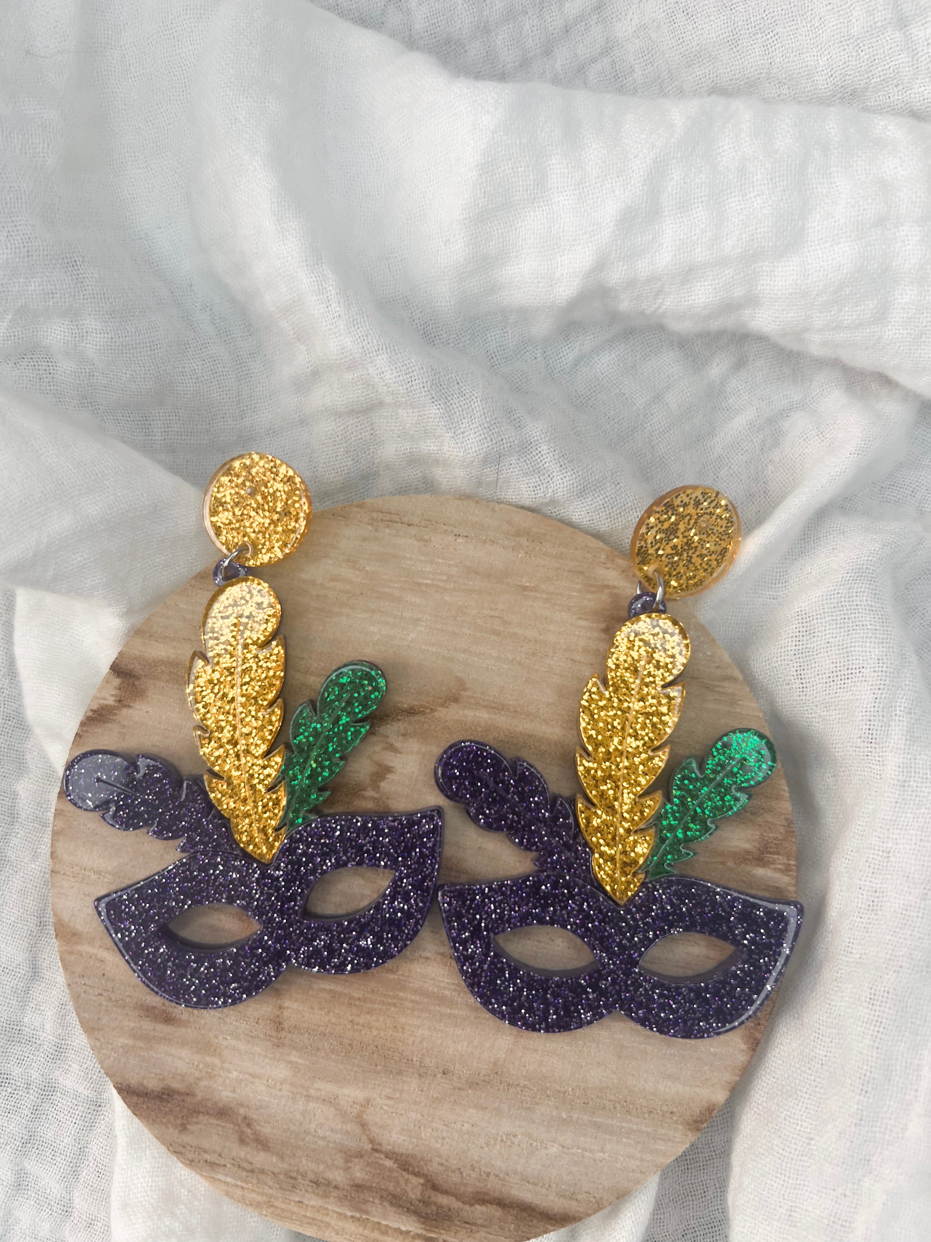 MARDI GRAS MASK EARRING